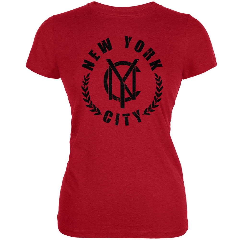 NYC Emblem Red Juniors Soft T-Shirt Juniors T-Shirts Old Glory 2XL Red