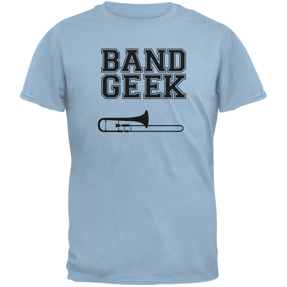 Band Geek Trombone Light Blue Adult T-Shirt Men's T-Shirts Old Glory 2XL Blue