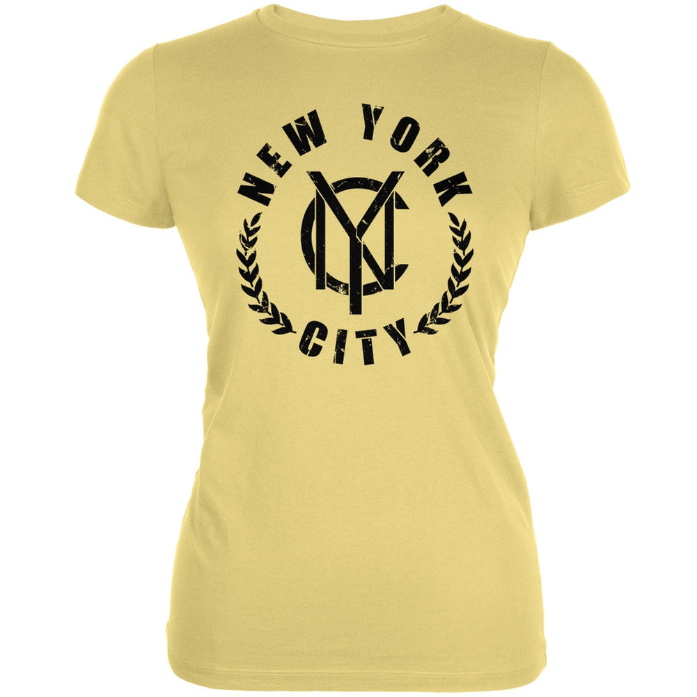 NYC Emblem Yellow Juniors Soft T-Shirt Juniors T-Shirts Old Glory 2XL Yellow