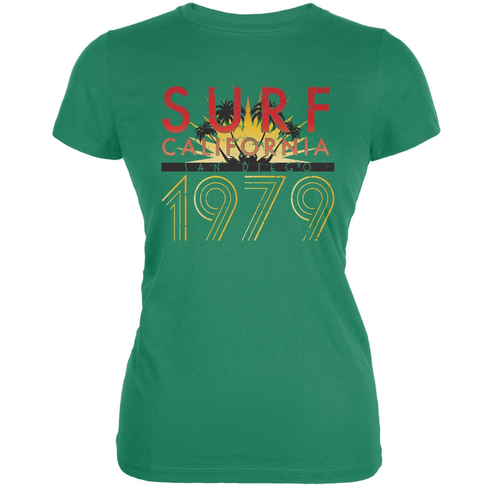 Cali Surf 1979 Kelly Green Juniors Soft T-Shirt Juniors T-Shirts Old Glory 2XL Green