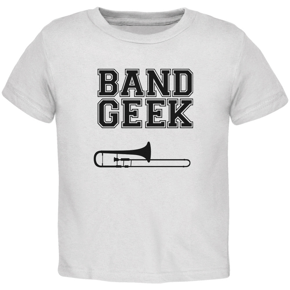Band Geek Trombone White Toddler T-Shirt Toddler T-Shirts Old Glory 2T White