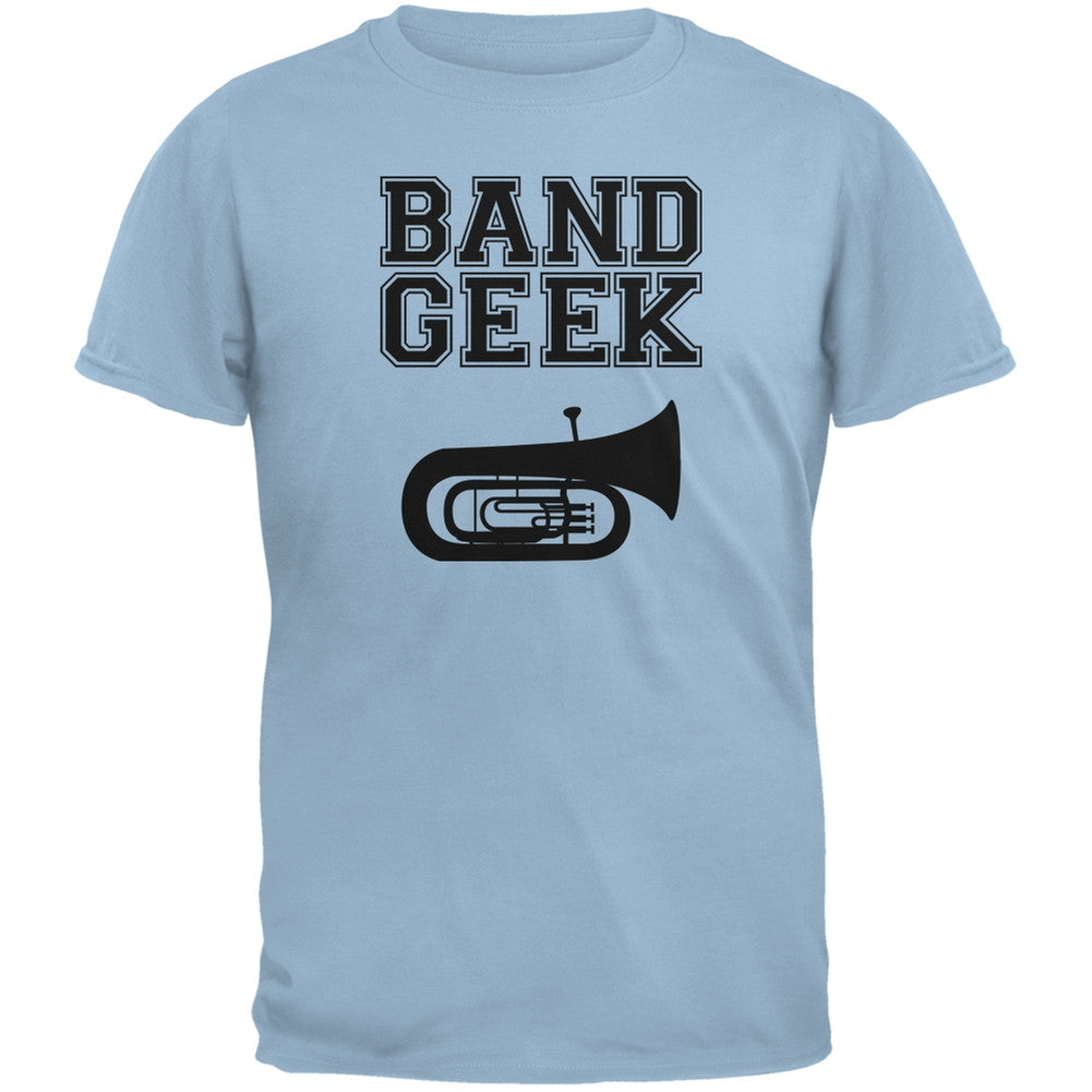 Band Geek Tuba Light Blue Adult T-Shirt Men's T-Shirts Old Glory 2XL Blue
