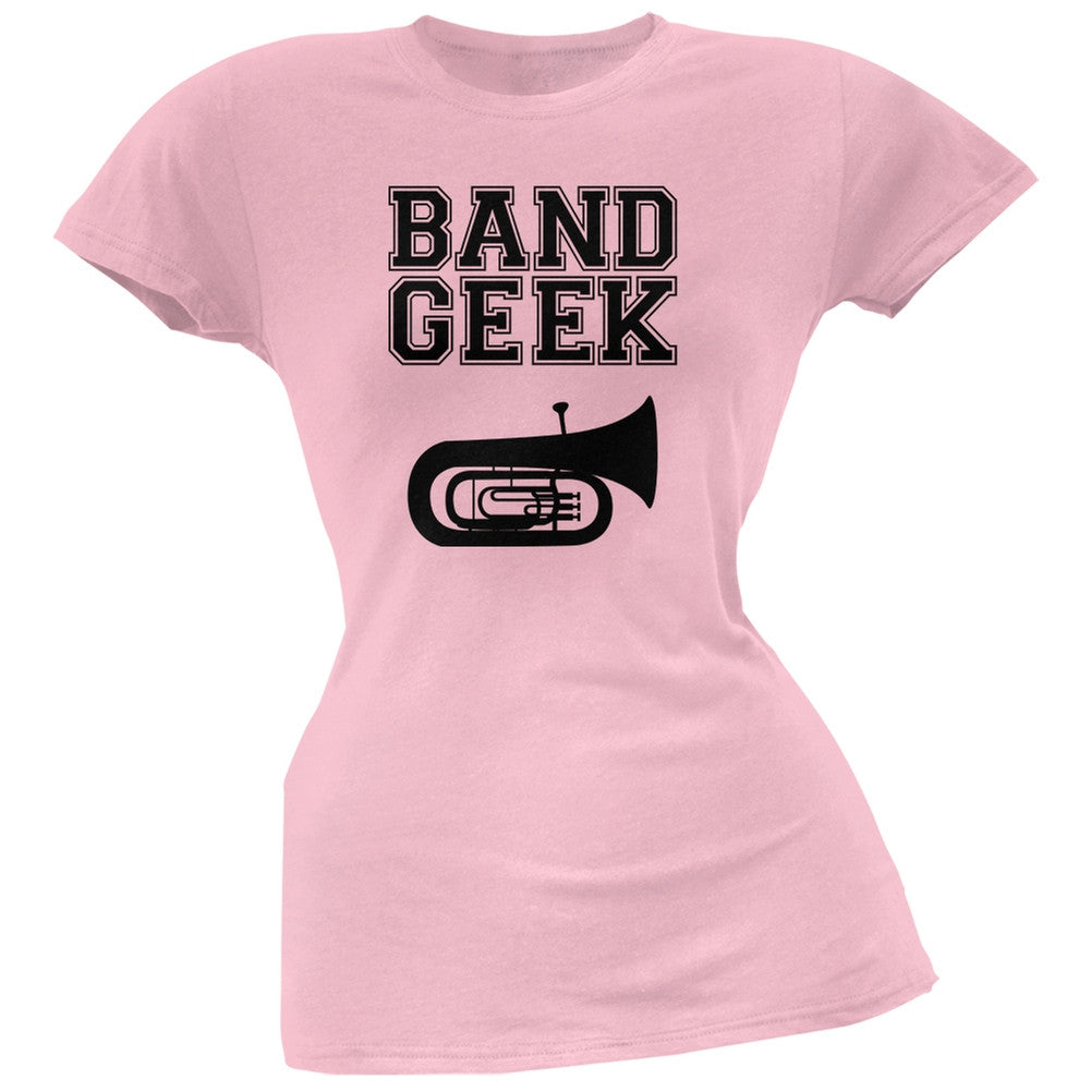 Band Geek Tuba Light Pink Soft Juniors T-Shirt Juniors T-Shirts Old Glory 2X Pink