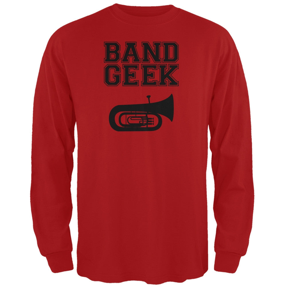 Band Geek Tuba Red Adult Long Sleeve T-Shirt Men's Long Sleeves Old Glory 2XL Red