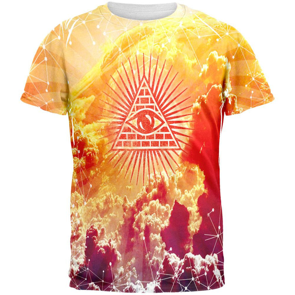 Illuminati Clouds All Over Adult T-Shirt Men's T-Shirts Old Glory 2XL Multi