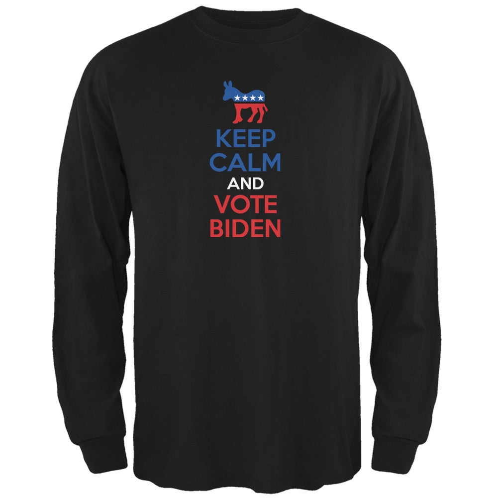 Election 2016 Keep Calm Vote Biden Black Adult Long Sleeve T-Shirt Men's Long Sleeves Old Glory 2XL Black