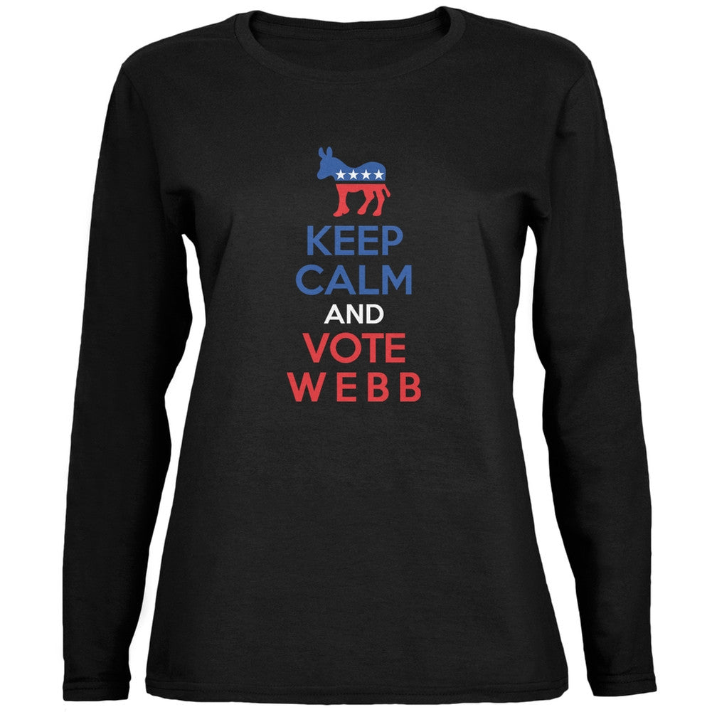 Election 2016 Keep Calm Vote Webb Black Ladies Long Sleeve T-Shirt Women's Long Sleeves Old Glory 2XL Black