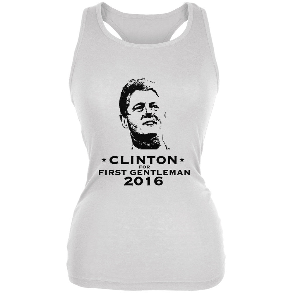 Election Clinton For First Gentleman White Juniors Soft Tank Top Juniors Tank Tops Old Glory 2XL White