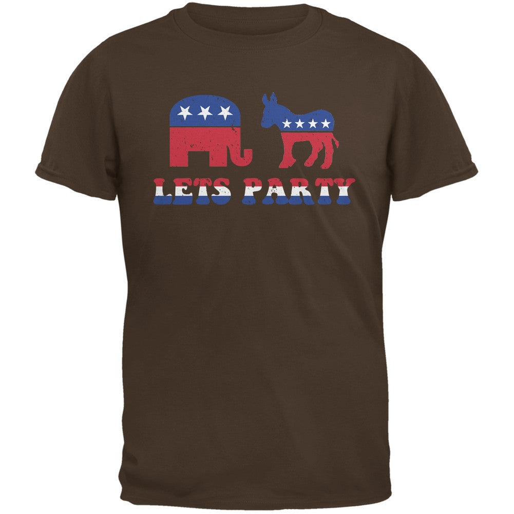 Election - Let's Party Brown Adult T-Shirt Men's T-Shirts Old Glory 2XL Brown