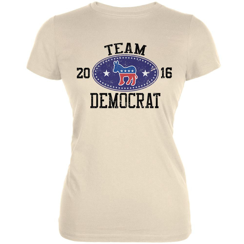 Election Team Democrat 2016 Cream Juniors Soft T-Shirt Juniors T-Shirts Old Glory 2XL Off-White