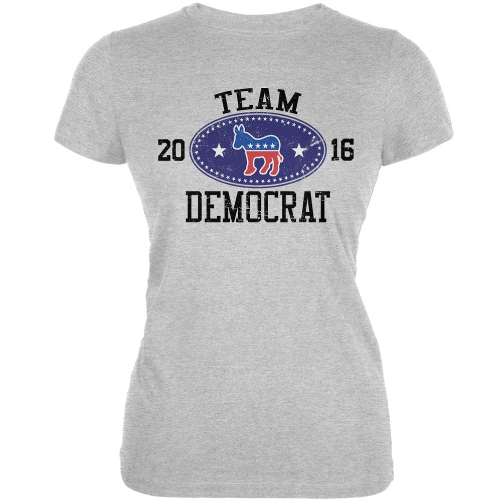 Election Team Democrat 2016 Heather Grey Juniors Soft T-Shirt Juniors T-Shirts Old Glory 2XL Grey