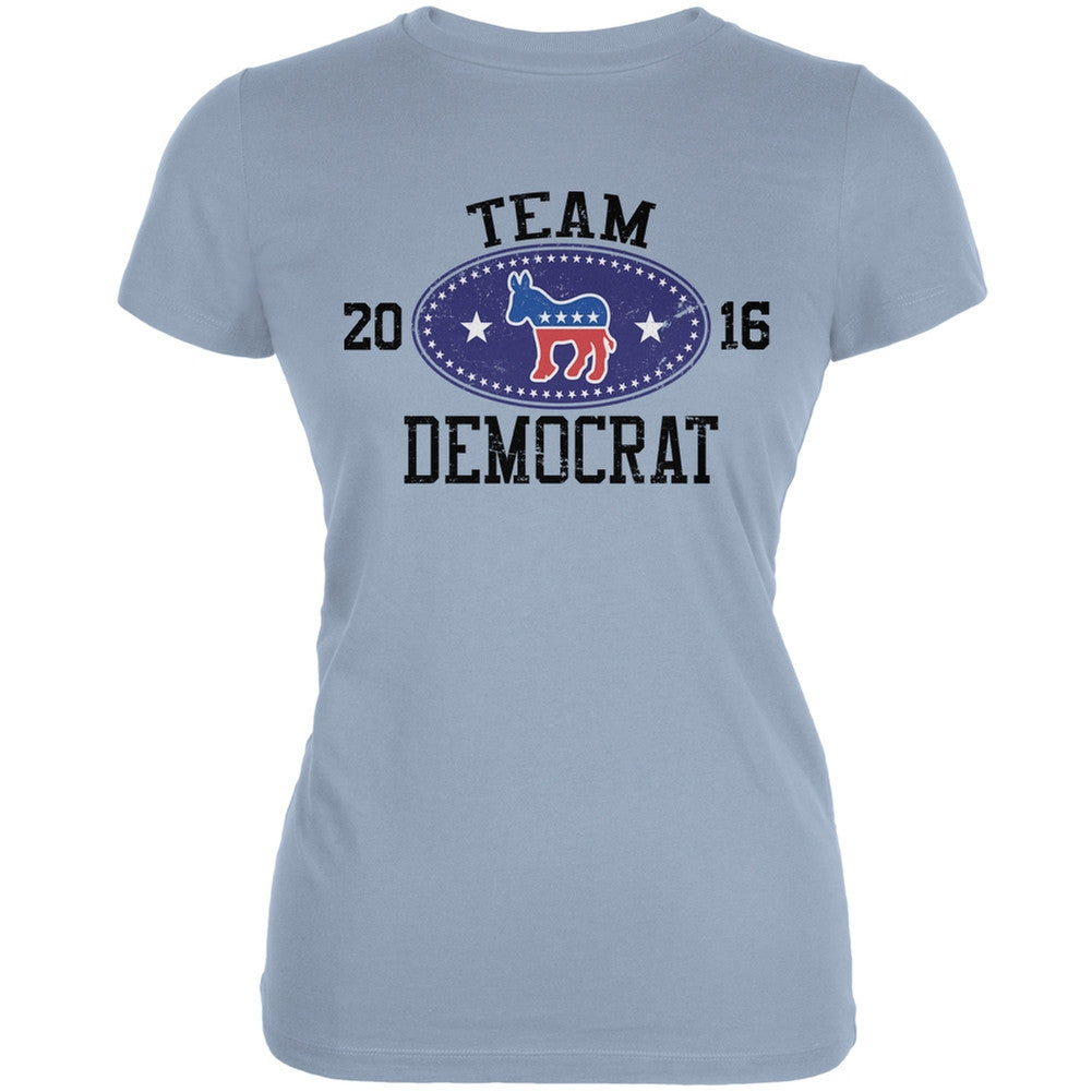 Election Team Democrat 2016 Light Blue Juniors Soft T-Shirt Juniors T-Shirts Old Glory 2XL Blue