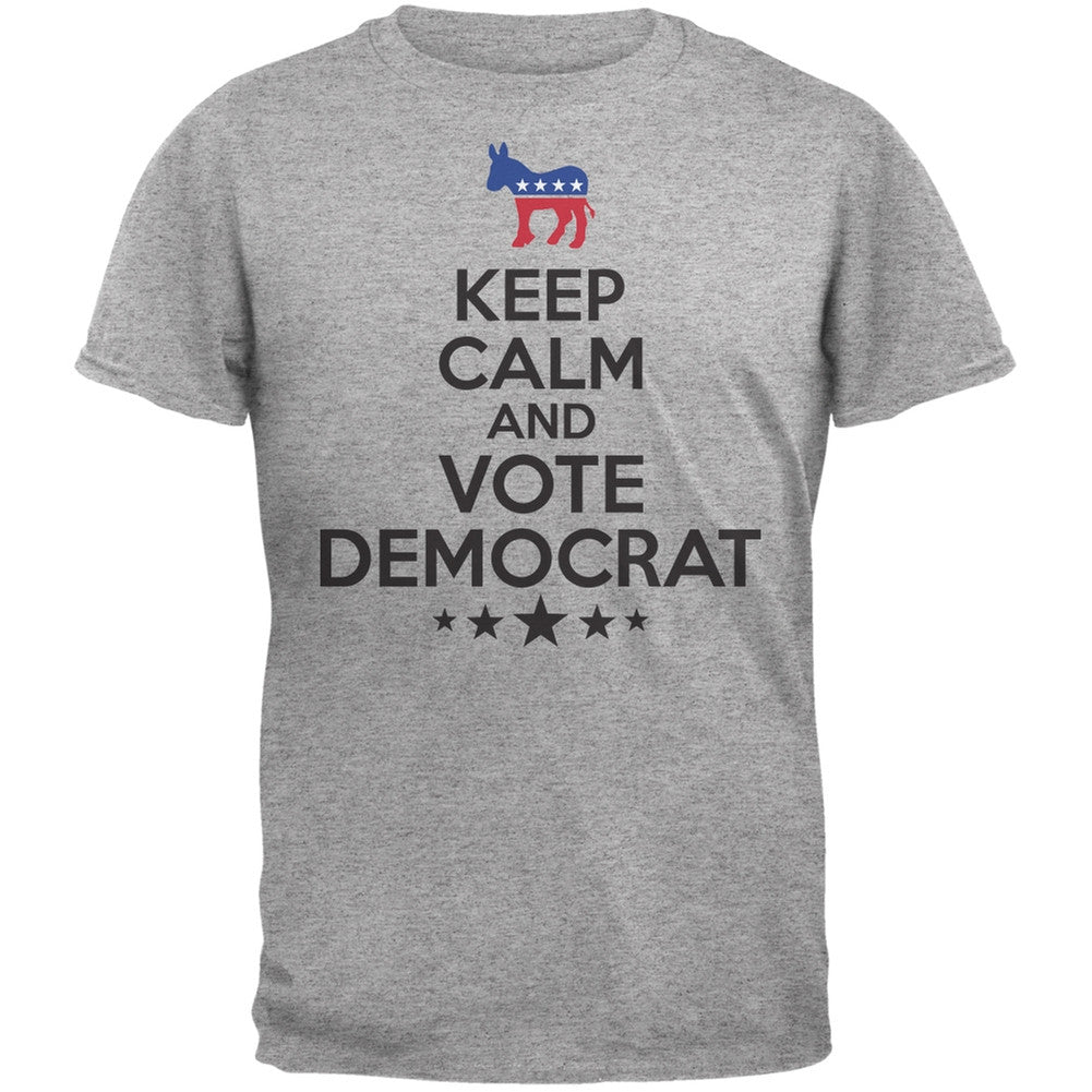 Election Keep Calm Vote Democrat Heather Grey Adult T-Shirt Men's T-Shirts Old Glory 2XL Grey