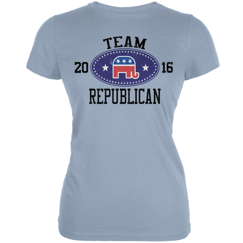 Election Team Republican 2016 Light Blue Juniors Soft T-Shirt Juniors T-Shirts Old Glory 2XL Blue