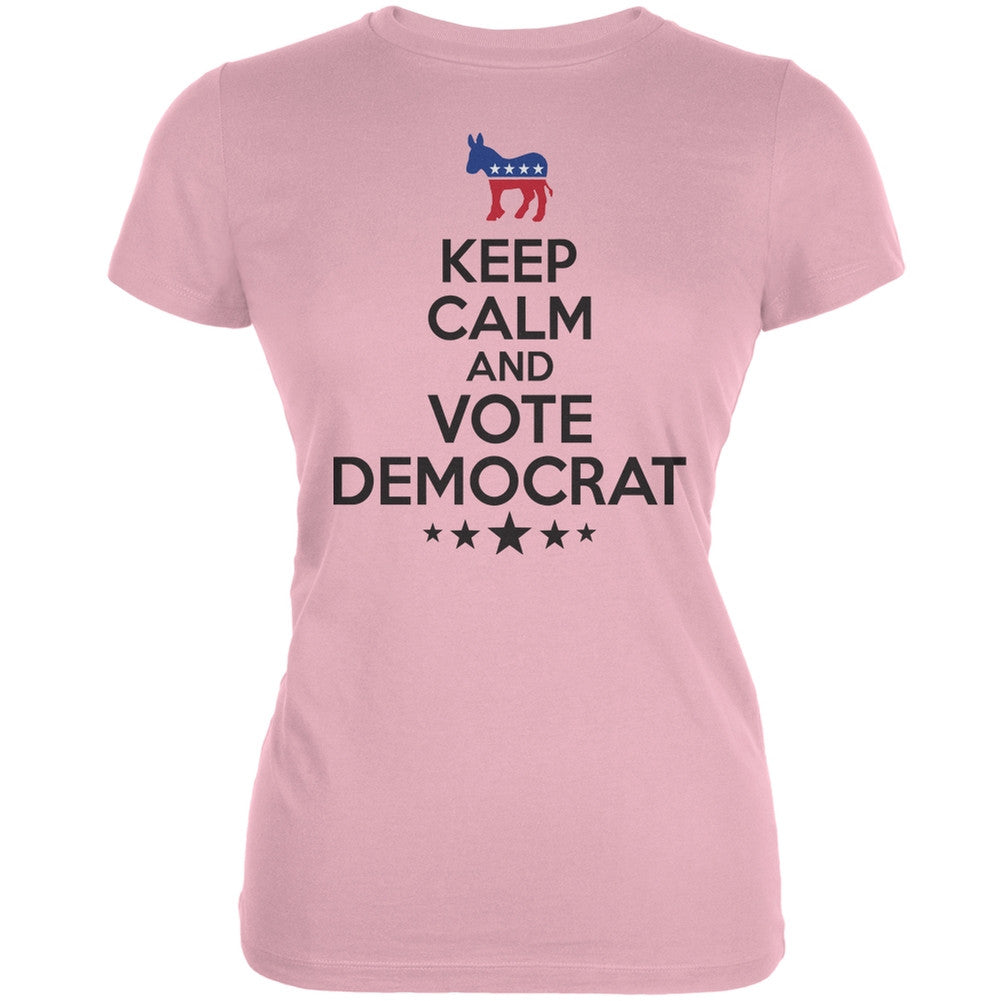 Election Keep Calm Vote Democrat Pink Juniors Soft T-Shirt Juniors T-Shirts Old Glory 2XL Pink
