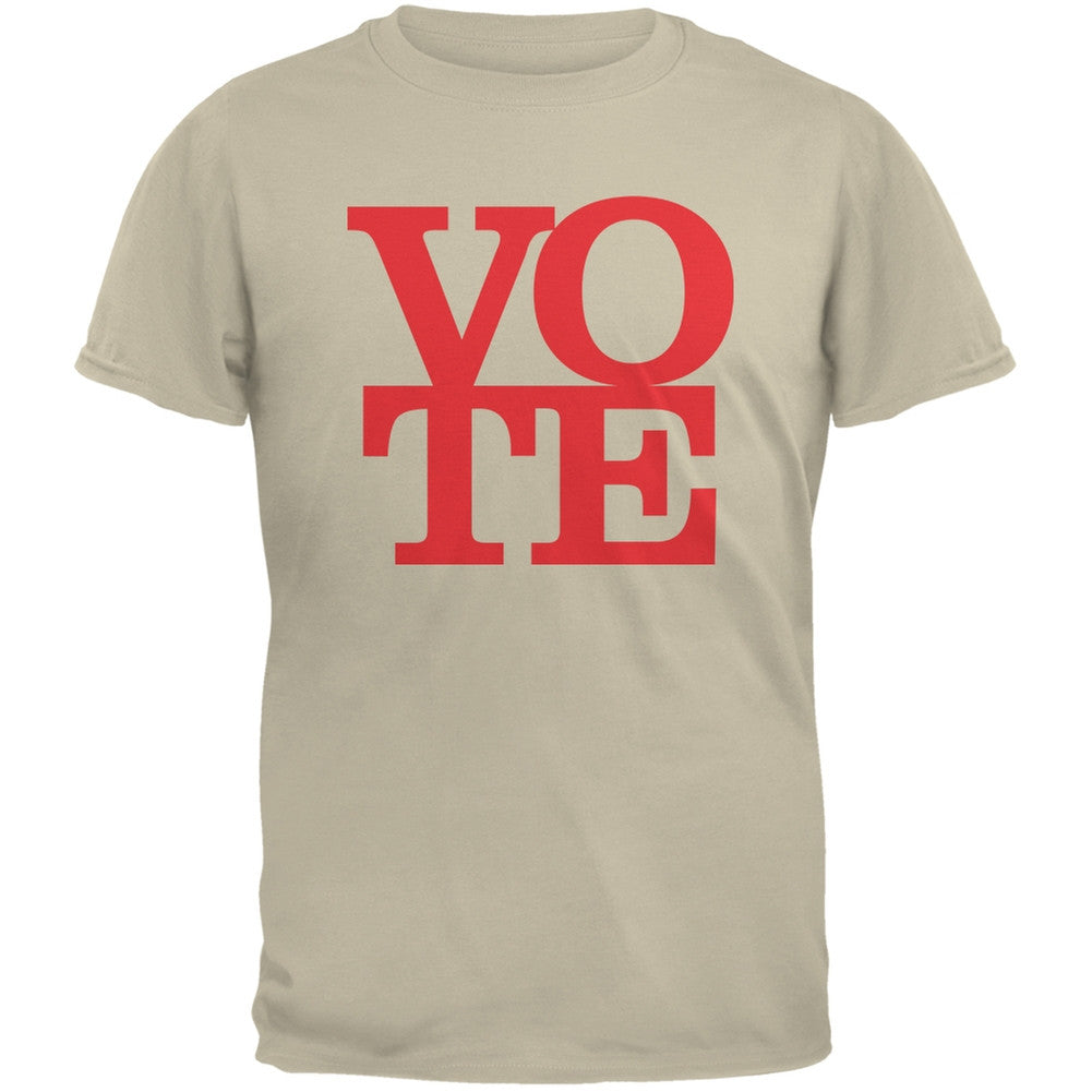 Election Vote Stacked Sand Adult T-Shirt Men's T-Shirts Old Glory 2XL Off-White