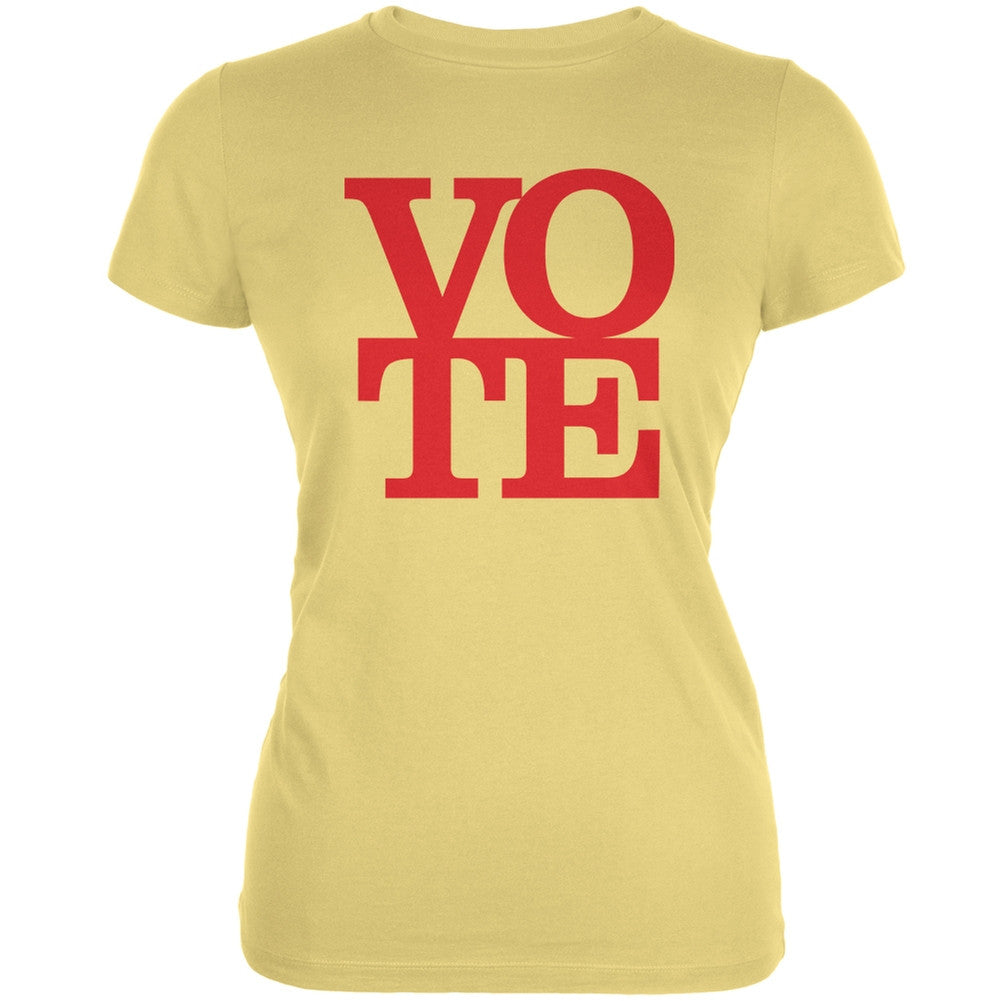 Election Vote Stacked Yellow Juniors Soft T-Shirt Juniors T-Shirts Old Glory 2XL Yellow