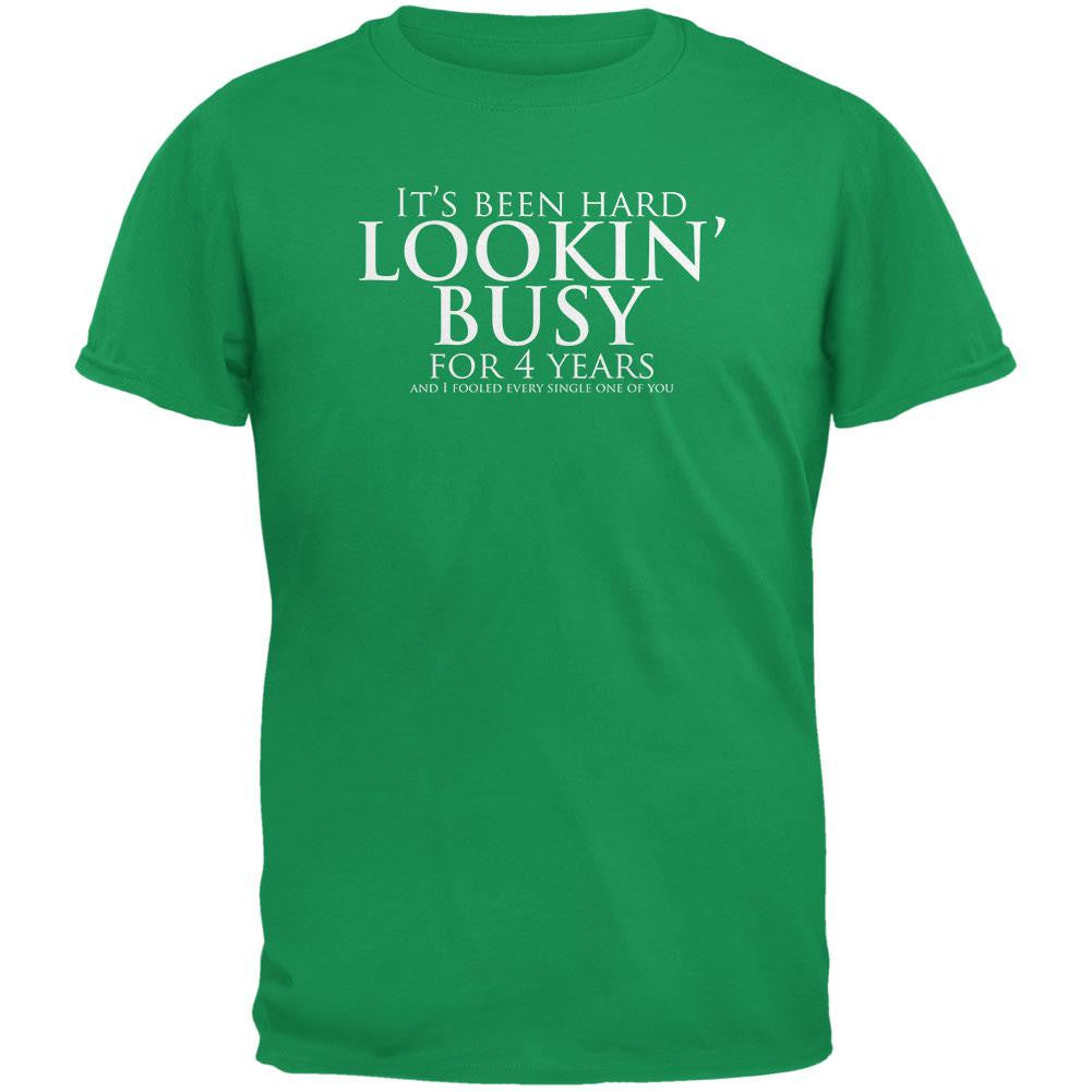 Graduation - Looking Busy Funny College Irish Green Adult T-Shirt Men's T-Shirts Old Glory 2XL Green