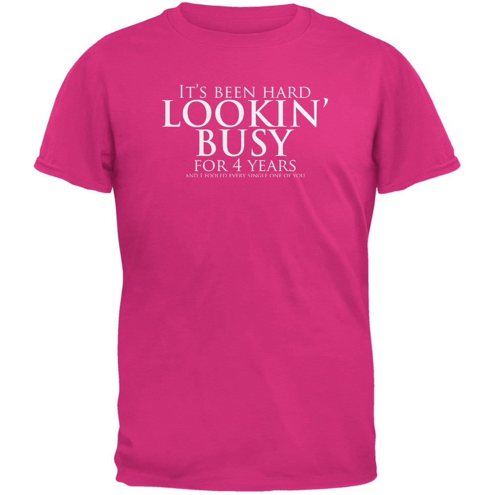 Graduation - Looking Busy Funny College Pink Adult T-Shirt Men's T-Shirts Old Glory 2XL Pink