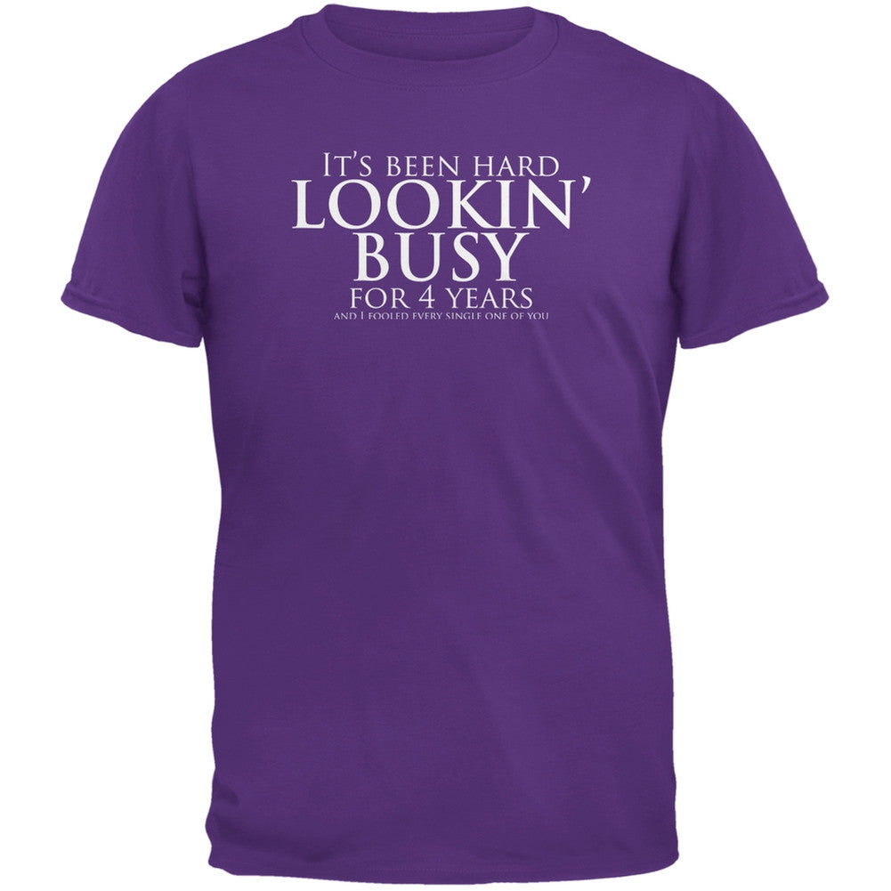 Graduation - Looking Busy Funny College Purple Adult T-Shirt Men's T-Shirts Old Glory 2XL Purple