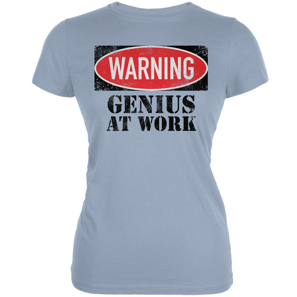 Genius At Work Light Blue Juniors Soft T-Shirt Juniors T-Shirts Old Glory 2XL Blue
