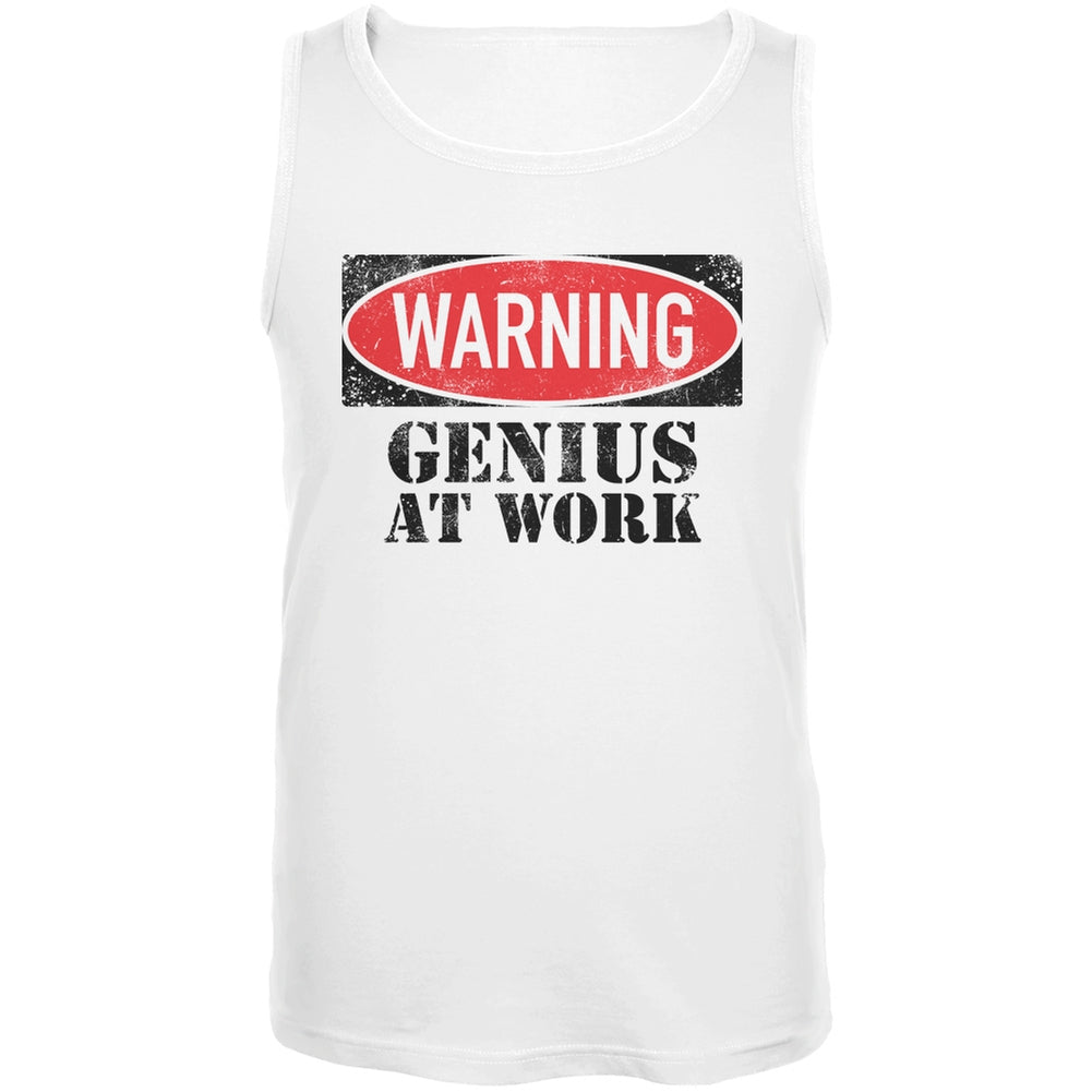 Genius At Work White Adult Tank Top Men's Tank Tops Old Glory 2XL White