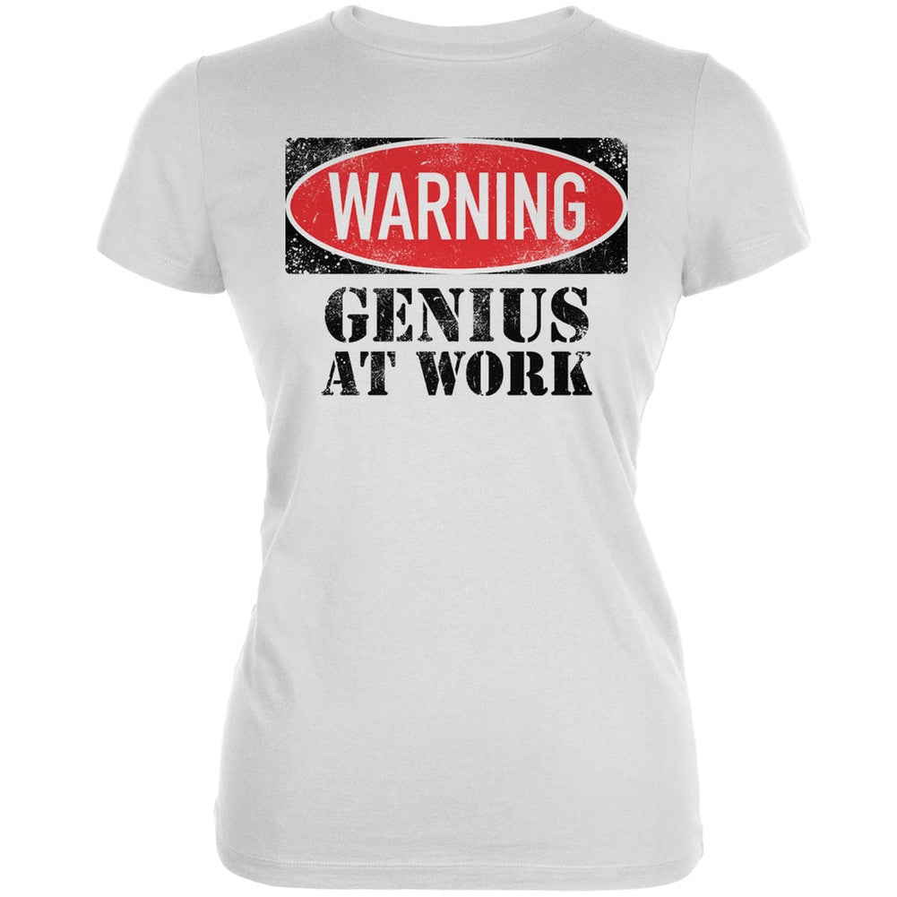 Genius At Work White Juniors Soft T-Shirt Juniors T-Shirts Old Glory 2XL White