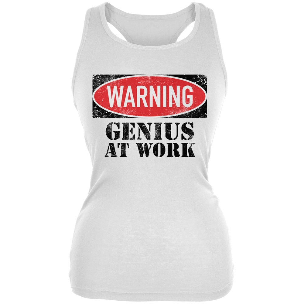 Genius At Work White Juniors Soft Tank Top Juniors Tank Tops Old Glory 2XL White