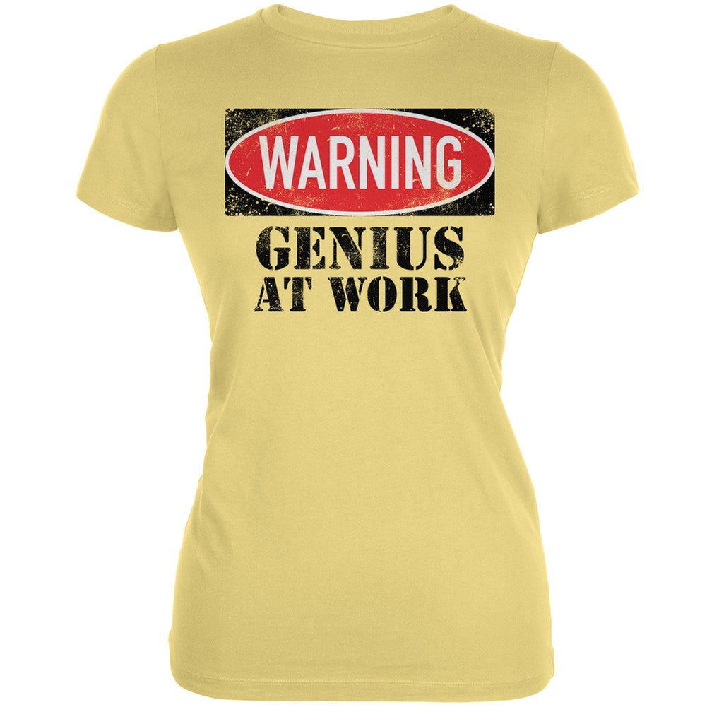 Genius At Work Yellow Juniors Soft T-Shirt Juniors T-Shirts Old Glory 2XL Yellow