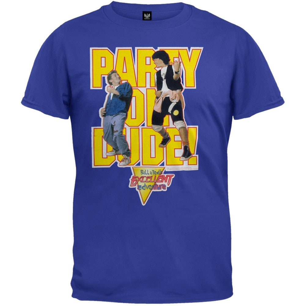 Bill & Teds Excellent Adventure - Party On Dude T-Shirt Men's T-Shirts Bill and Teds Excellent Adventure LG Blue