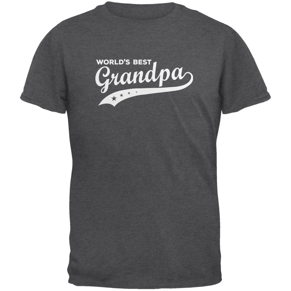 Father's Day - World's Best Grandpa Dark Heather Adult T-Shirt Men's T-Shirts Father's Day 2XL Grey