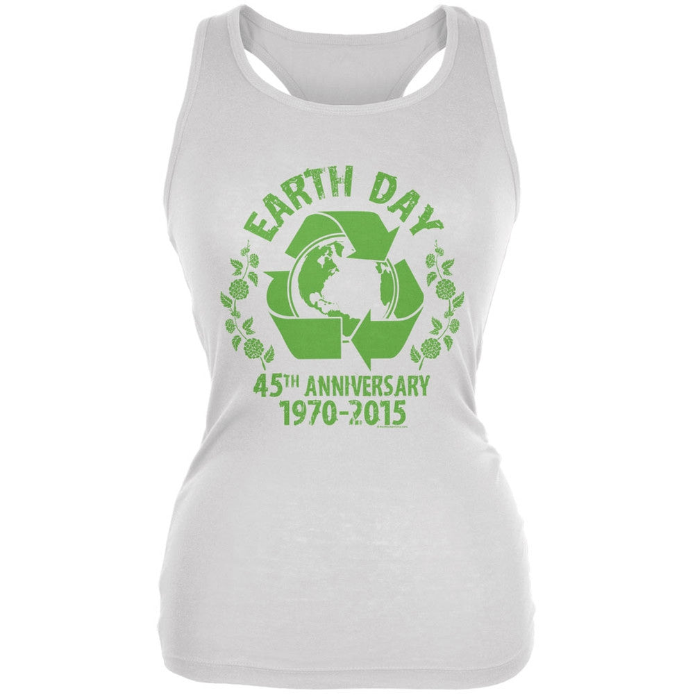 Earth Day - 45th Anniversary White Juniors Soft Tank Top Juniors Tank Tops Old Glory 2XL White