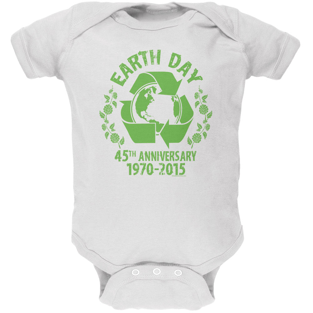 Earth Day - 45th Anniversary White Soft Baby One Piece Baby One Piece Old Glory 0-3M White