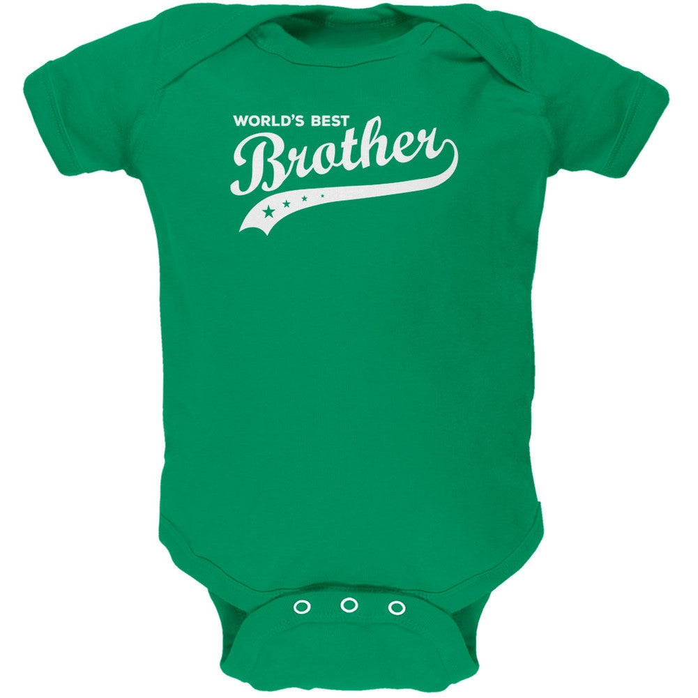 World's Best Brother Kelly Green Soft Baby One Piece Baby One Piece Old Glory 0-3M Green