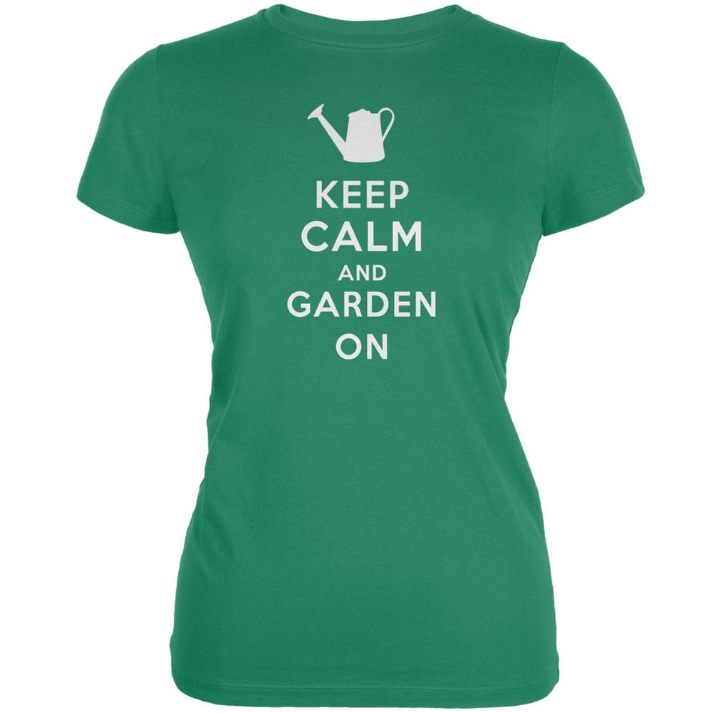 Mother's Day - Keep Calm & Garden On Kelly Green Juniors Soft T-Shirt Juniors T-Shirts Old Glory 2XL Green