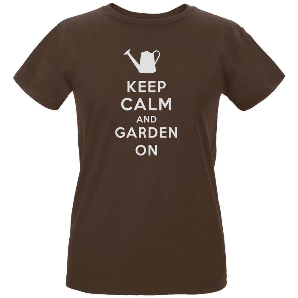 Mother's Day - Keep Calm & Garden On Women's Organic Chocolate T-Shirt Women's T-Shirts Old Glory LG Brown
