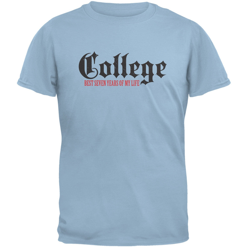 Graduation - College Best 7 Years Light Blue Adult T-Shirt Men's T-Shirts Old Glory 2XL Blue