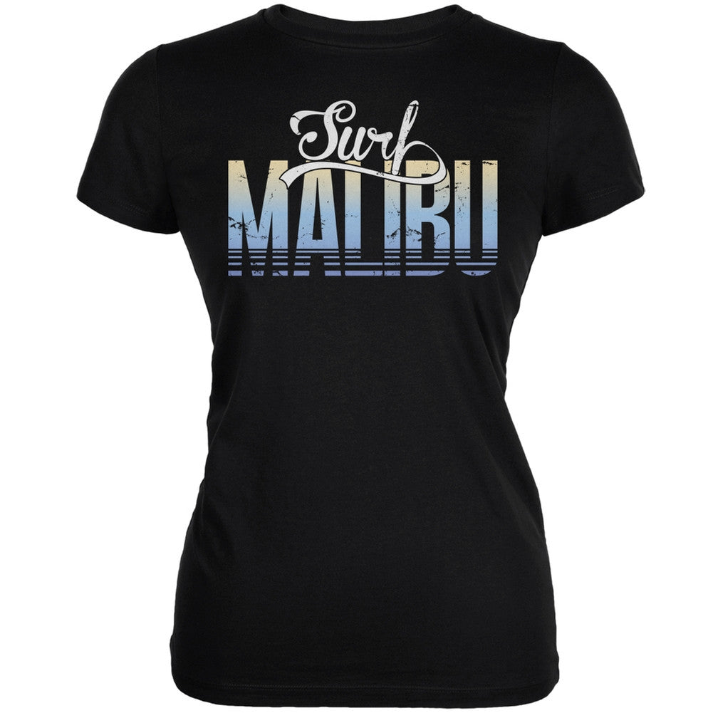 Surf Malibu Black Juniors Soft T-Shirt Juniors T-Shirts Old Glory 2XL Black