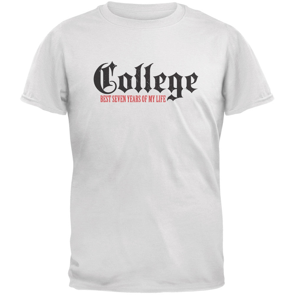 Graduation - College Best 7 Years White Adult T-Shirt Men's T-Shirts Old Glory 2XL White