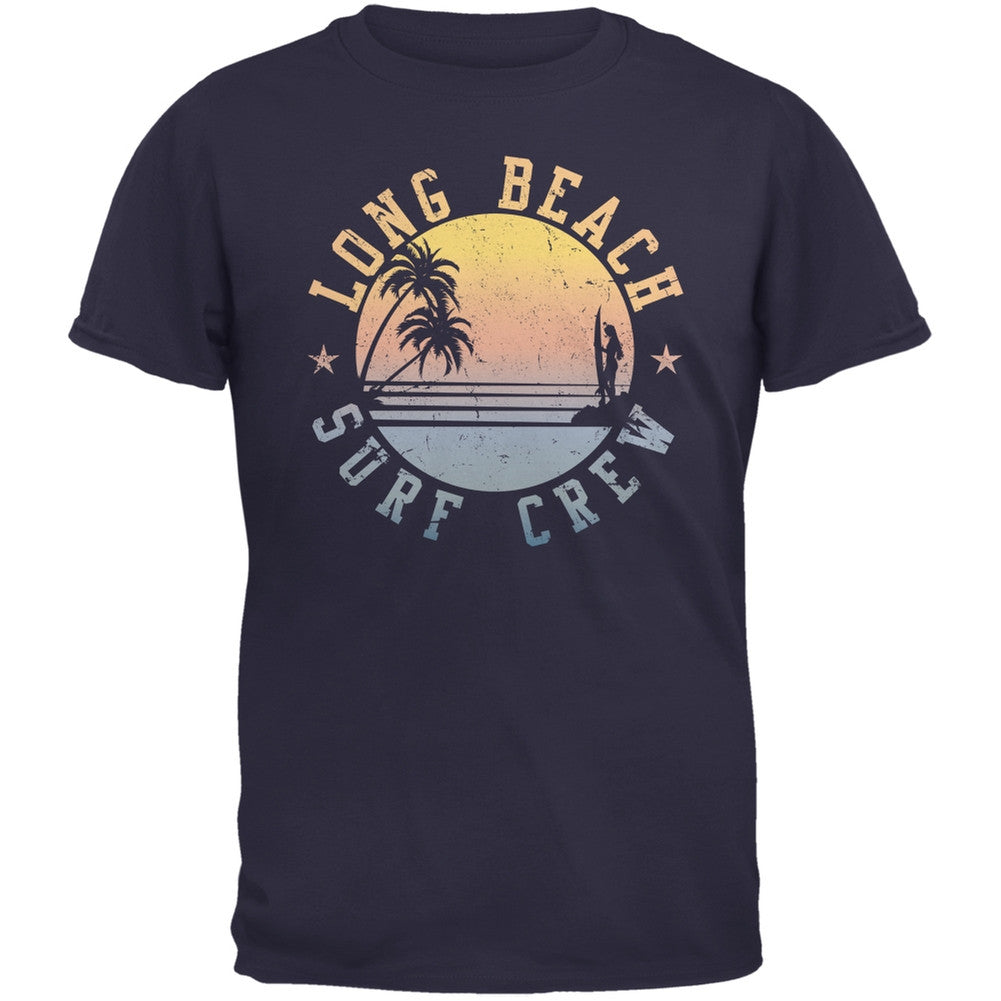 Long Beach Surf Crew Navy Adult T-Shirt Men's T-Shirts Old Glory 2XL Blue
