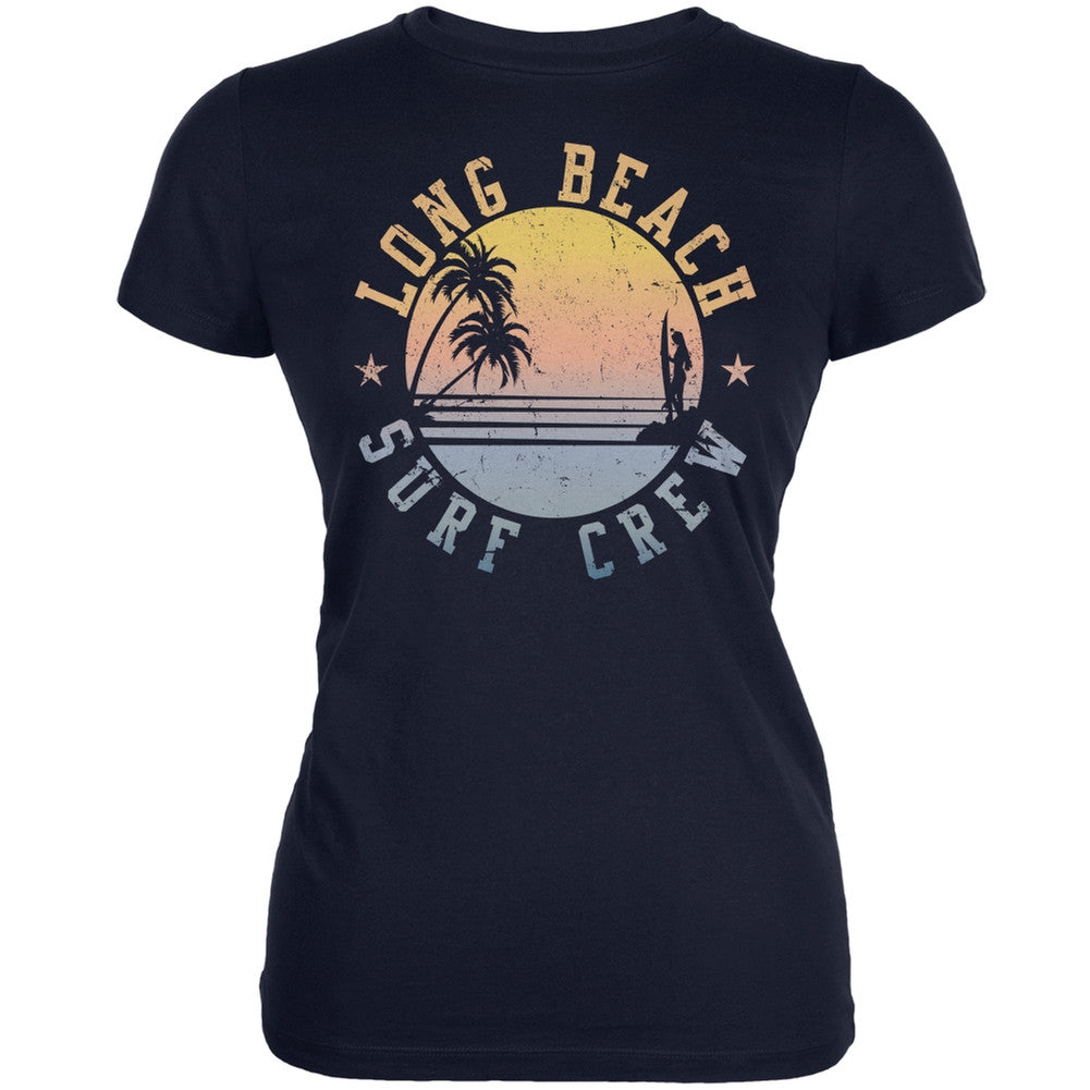 Long Beach Surf Crew Navy Juniors Soft T-Shirt Juniors T-Shirts Old Glory 2XL Blue