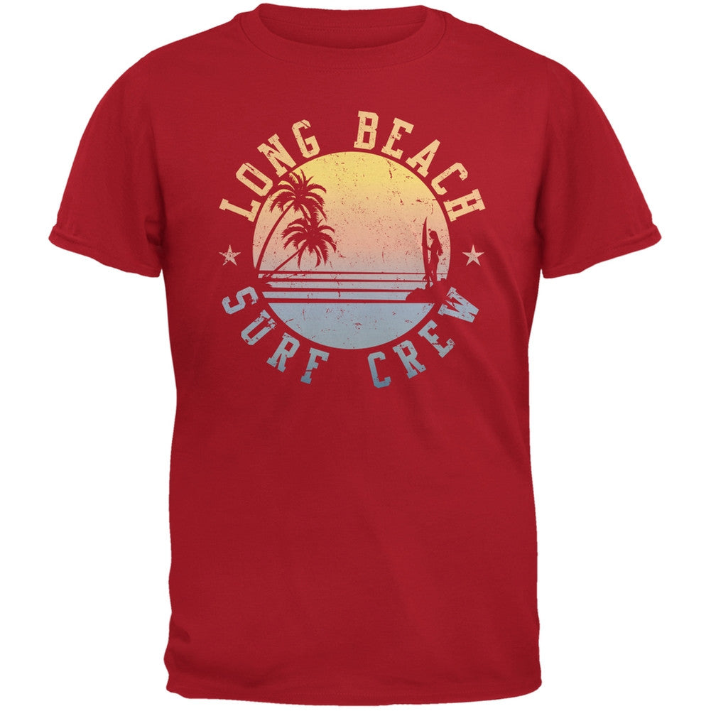 Long Beach Surf Crew Red Adult T-Shirt Men's T-Shirts Old Glory 2XL Red