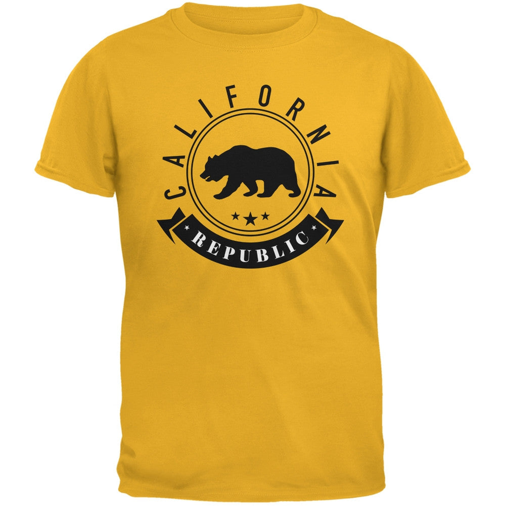 California Republic Banner Gold Adult T-Shirt Men's T-Shirts Old Glory 2XL Yellow