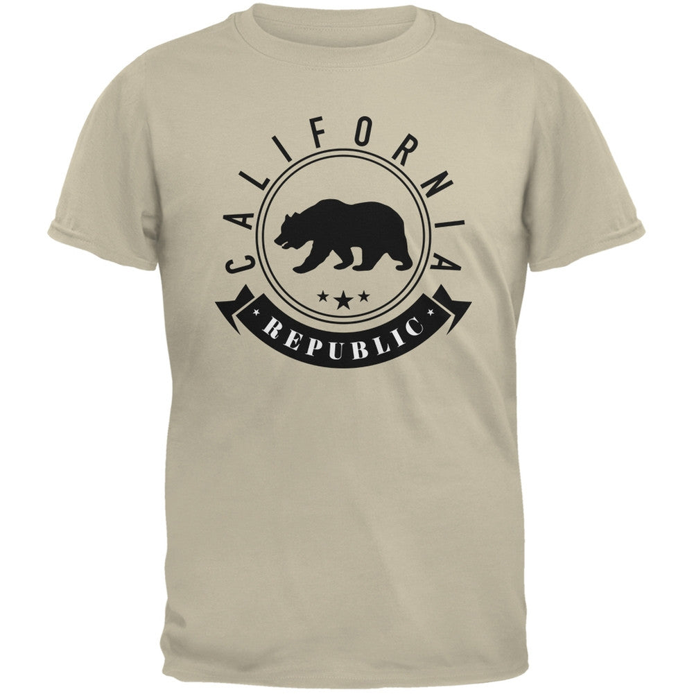 California Republic Banner Sand Adult T-Shirt Men's T-Shirts Old Glory 2XL Beige