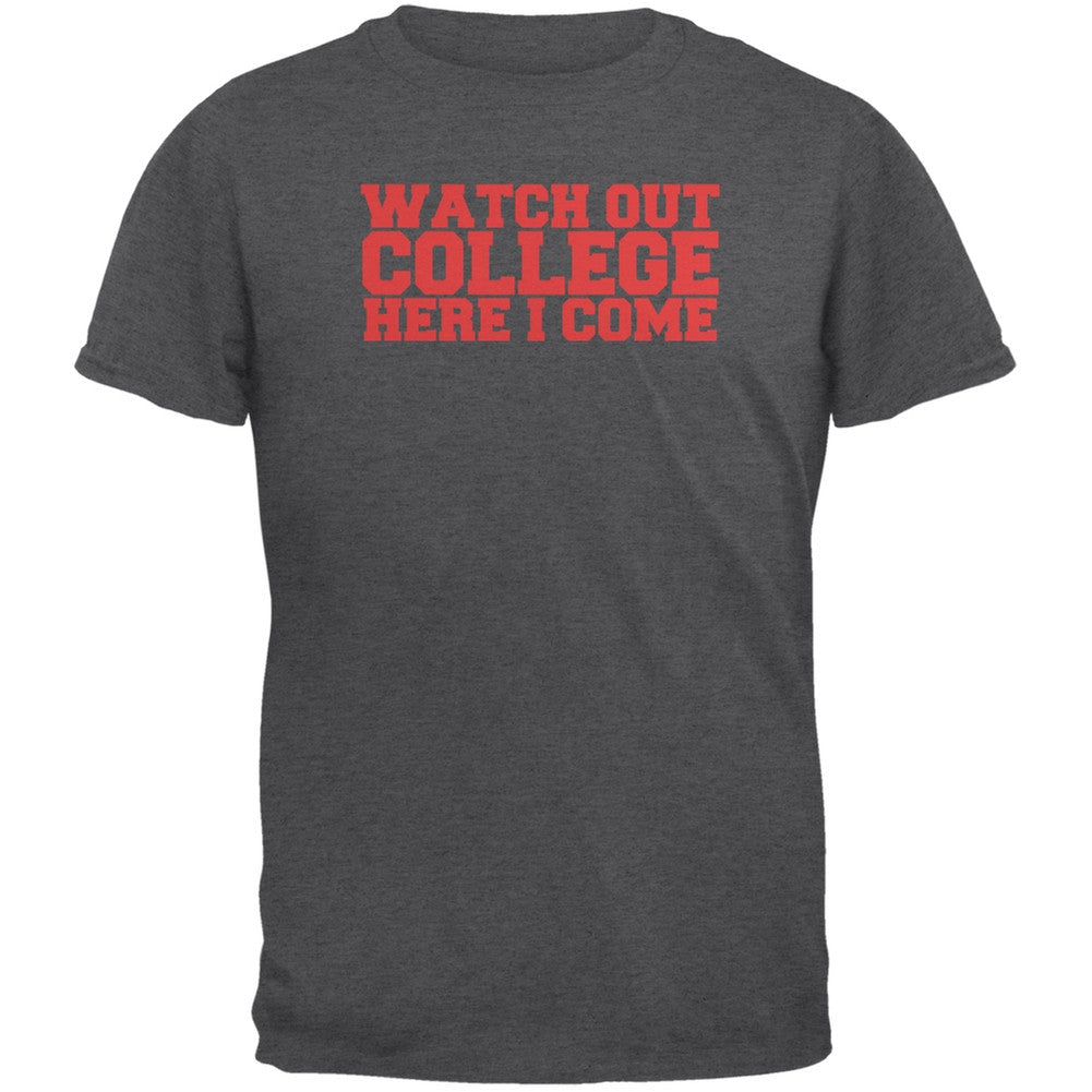 Graduation - Watch Out College Dark Heather Adult T-Shirt Men's T-Shirts Old Glory 2XL Grey