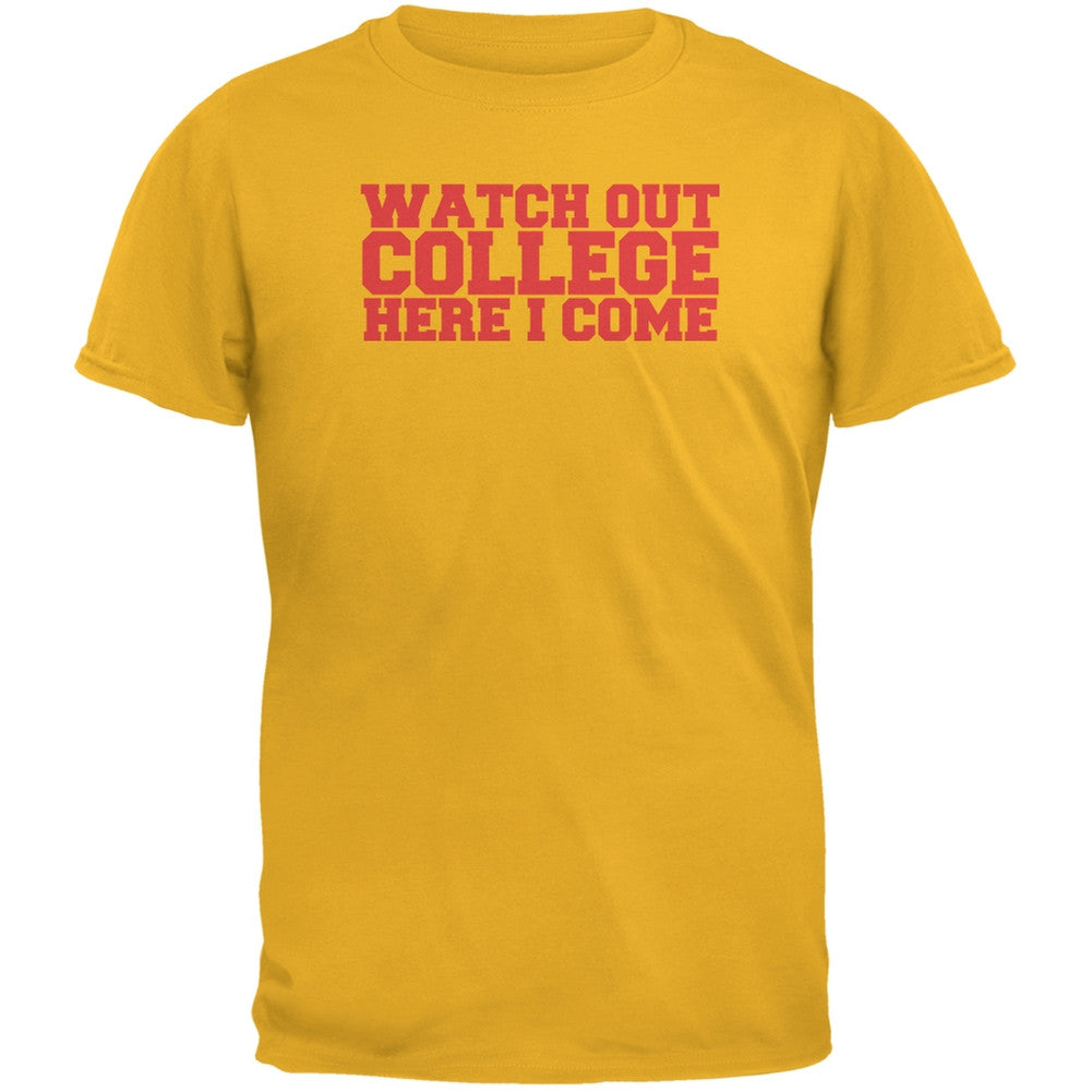 Graduation - Watch Out College Gold Adult T-Shirt Men's T-Shirts Old Glory 2XL Yellow