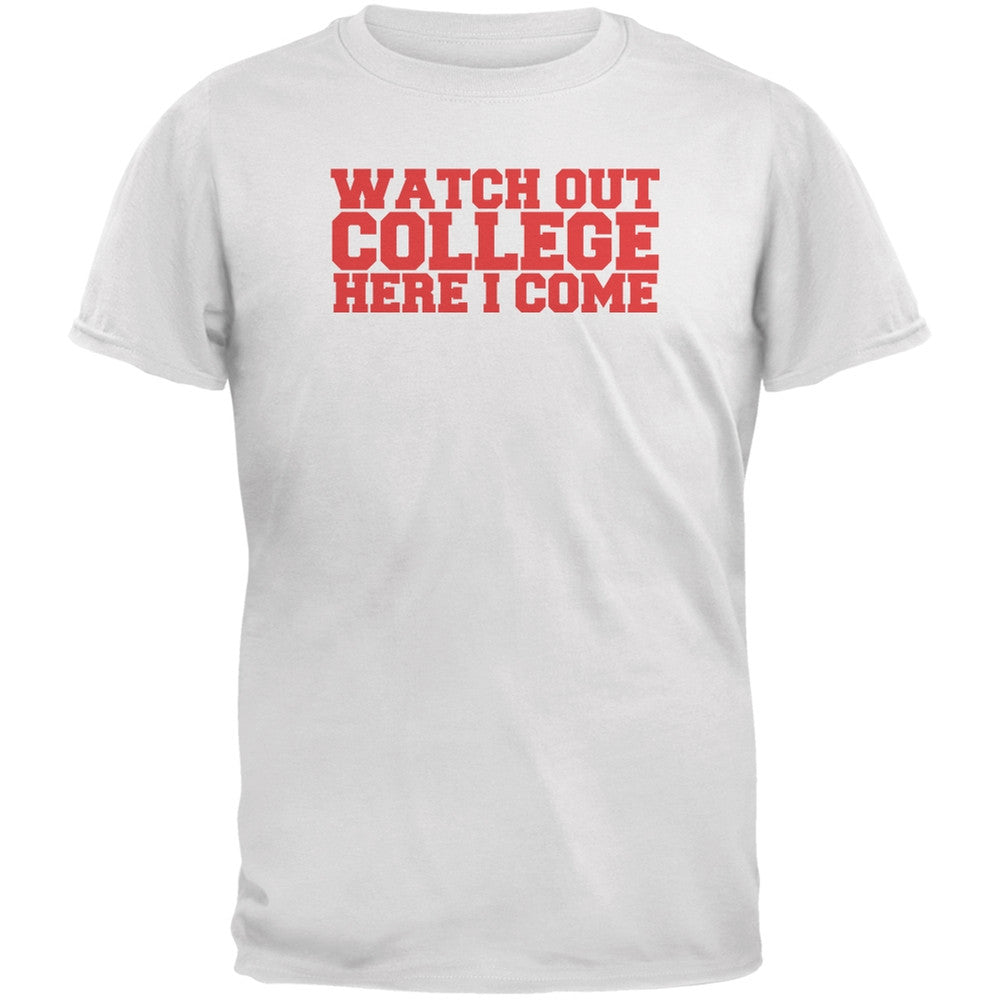 Graduation - Watch Out College White Adult T-Shirt Men's T-Shirts Old Glory 2XL White