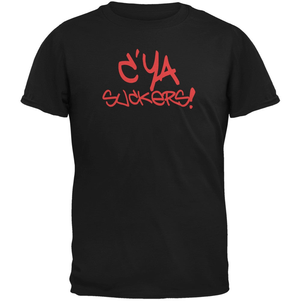 Graduation - C'Ya Suckers Funny Black Adult T-Shirt Men's T-Shirts Old Glory 2XL Black