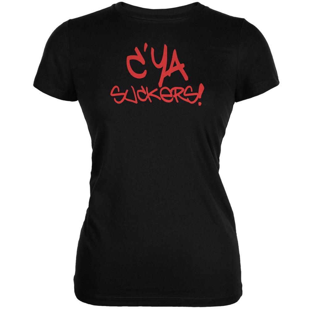 Graduation - C'Ya Suckers Funny Black Juniors Soft T-Shirt Juniors T-Shirts Old Glory 2XL Black