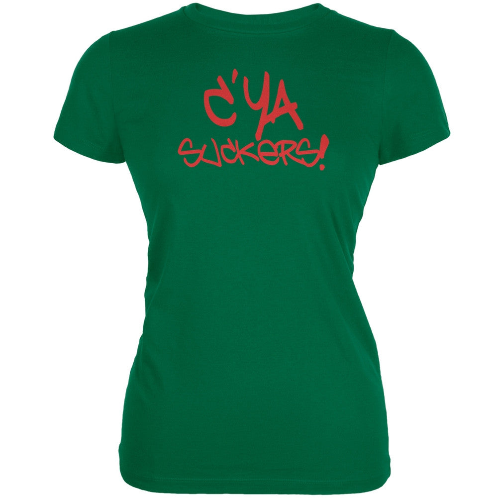 Graduation - C'Ya Suckers Funny Kelly Green Juniors Soft T-Shirt Juniors T-Shirts Old Glory 2XL Green